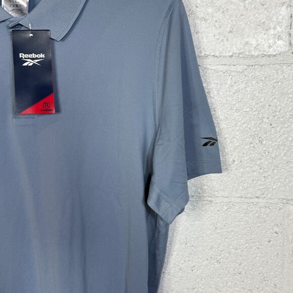 Reebok Men's Short Sleeve Performance Training Polo Shirt - Vintage Blue Small - Picture 2 of 6